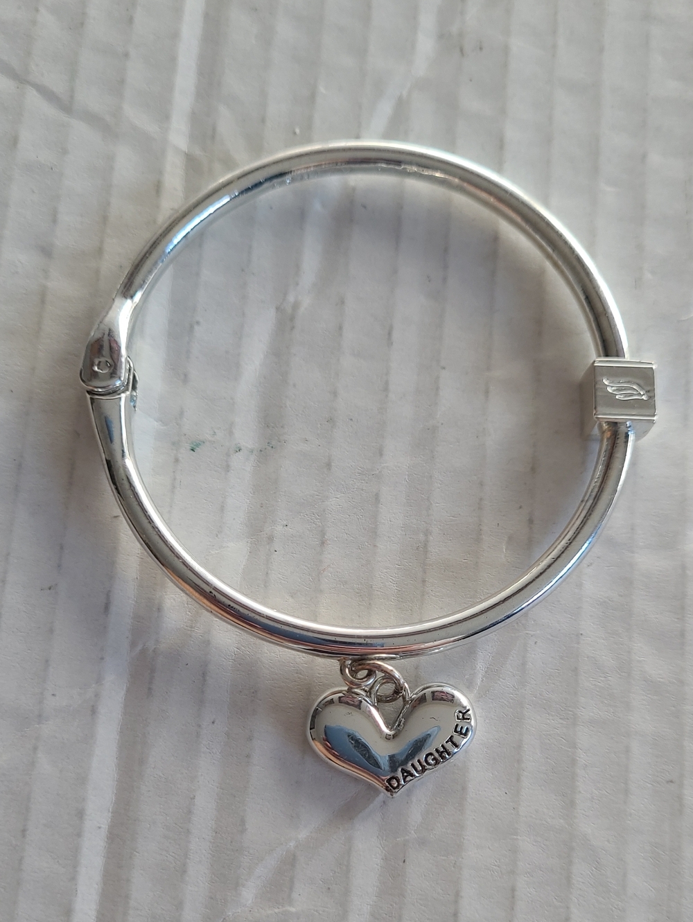 Ashley Bridget Silver Daughter HeartCharm Bangle Bracelet